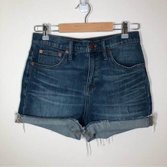 MADEWELL High-Rise Denim Shorts in Glenoaks Wash: Cutoff Edition Size 26 - Picture 2 of 8